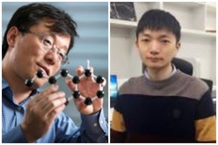 왼쪽부터 펑 딩(Feng Ding) IBS 다차원 탄소재료 연구단 그룹리더 및 UNIST 특훈교수, 지첸 동(Jichen Dong) IBS 다차원 탄소재료 연구단 연구위원