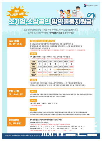 천안시 소기업·소상공인 방역물품지원 안내 포스터